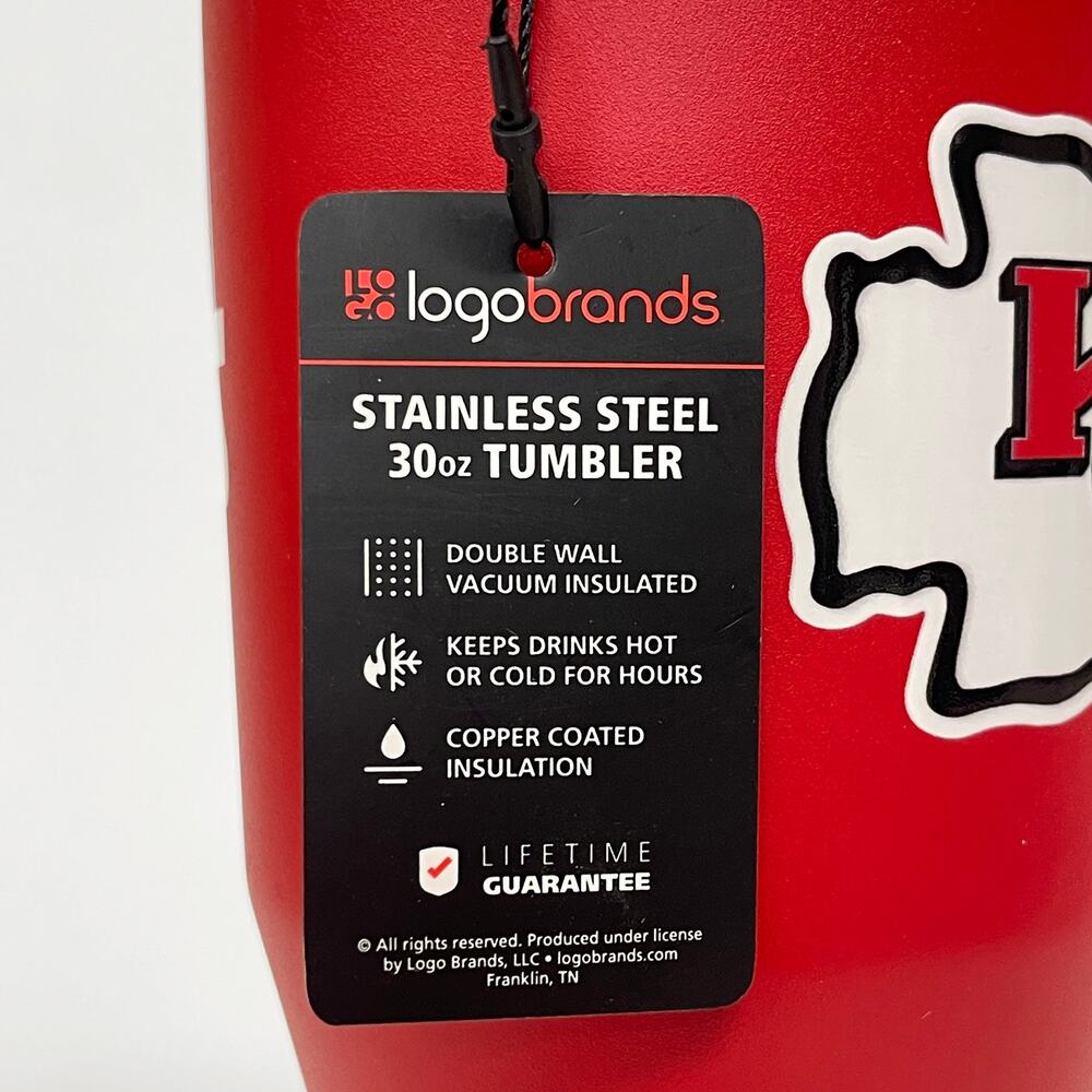 Fanmats Logo Brands KC Chiefs Tumbler New Powder Coated Red 30oz Stainless Steel - Picture 6 of 8